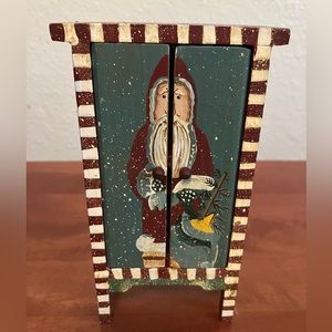 Hand Painted Miniature Santa Armoire